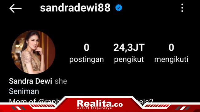 Akun Instagram Sandra Dewi Muncul lagi, Semua Postingan&nbsp;Dihapus